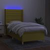 vidaXL Boxspringbett mit Matratze & LED Gr&uuml;n 90x190 cm Stoff