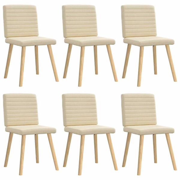 vidaXL Esszimmerst&uuml;hle 6 Stk. Creme Stoff