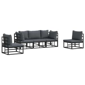 vidaXL Gartensofa-set 5 stk. Schwarz Aluminium