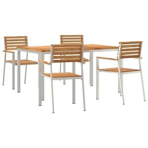 vidaXL Garten Essgruppe 5 stk. Massives Teakholz und Edelstahl