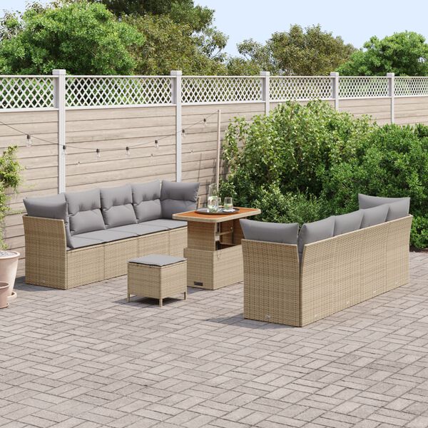 vidaXL Garten-Sofa-Set mit Kissen 11 pcs Beige und Hellgrau