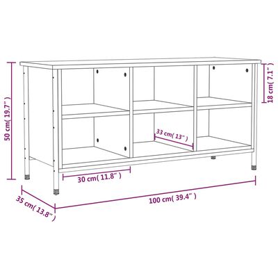 vidaXL Schuhregal Sonoma-Eiche 100x35x50 cm Holzwerkstoff