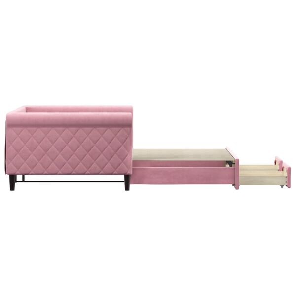 vidaXL Tagesbett Ausziehbar mit Schubladen Rosa 100x200 cm Samt