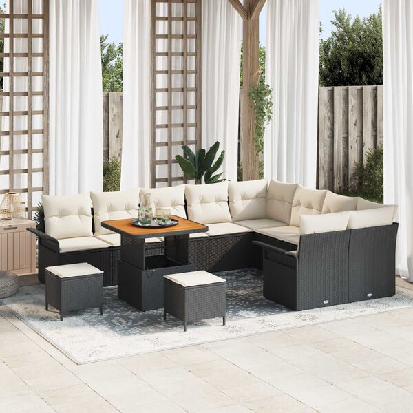 vidaXL Garten-Sofa-Set 12 pcs Schwarz und Creme 80 x 80 x 71 cm