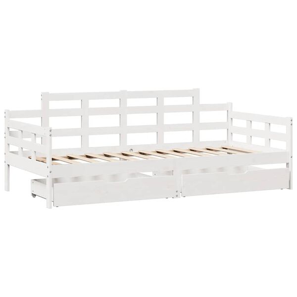 vidaXL Tagesbett mit Schubladen Wei&szlig; 90x190 cm Kiefernholz