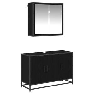 vidaXL Badezimmerm&ouml;bel-Set 2 stk. Schwarz Eichen-Optik 90 x 33 x 60 cm