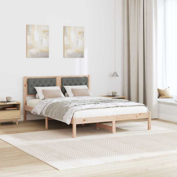 vidaXL Bettrahmen Dunkelgrau 140 x 200 cm Massives Kiefernholz