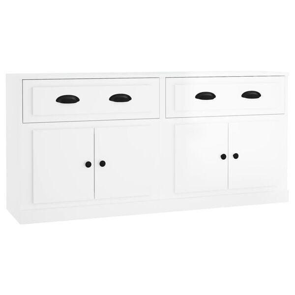 vidaXL Sideboards 2 Stk. Hochglanz-Wei&szlig; Holzwerkstoff