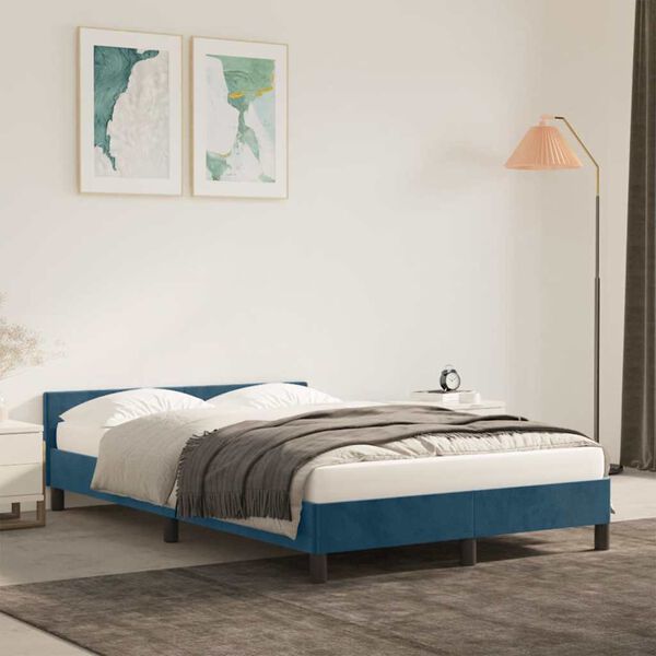 vidaXL Bettgestell ohne Matratze Dunkelblau 120x190 cm Samt