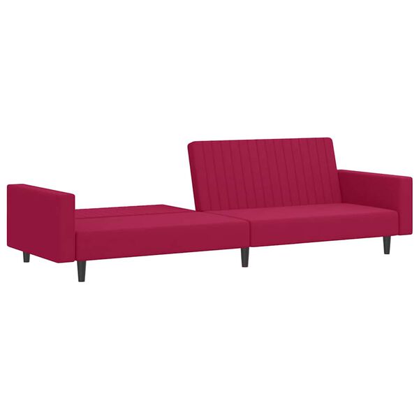 vidaXL Schlafsofa 2-Sitzer Weinrot Samt