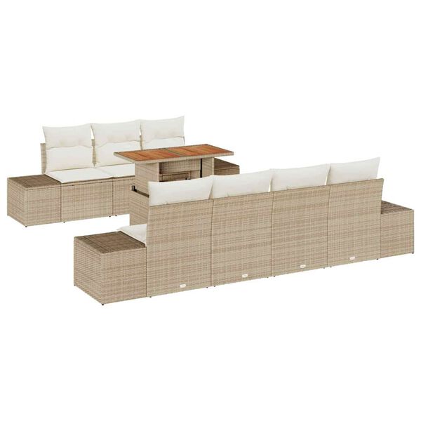 vidaXL Garten Essgruppe mit Kissen mit Kissen 8 pcs Beige und Creme