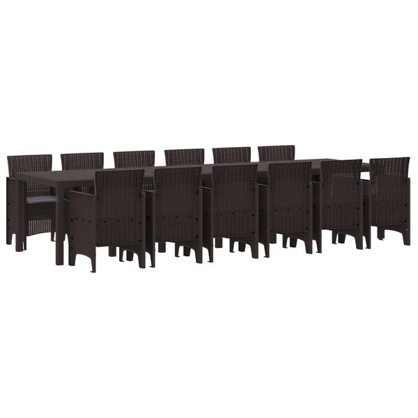 vidaXL Garten Essgruppe 13 pcs Braun Polt Rattan