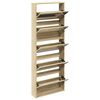 vidaXL Schuhschrank mit 5 F&auml;chern Spiegel Eiche 63x17x169,5 cm