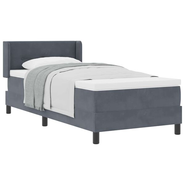 vidaXL Boxspringbett mit Matratze Dunkelgrau 190 x 90 cm Samt