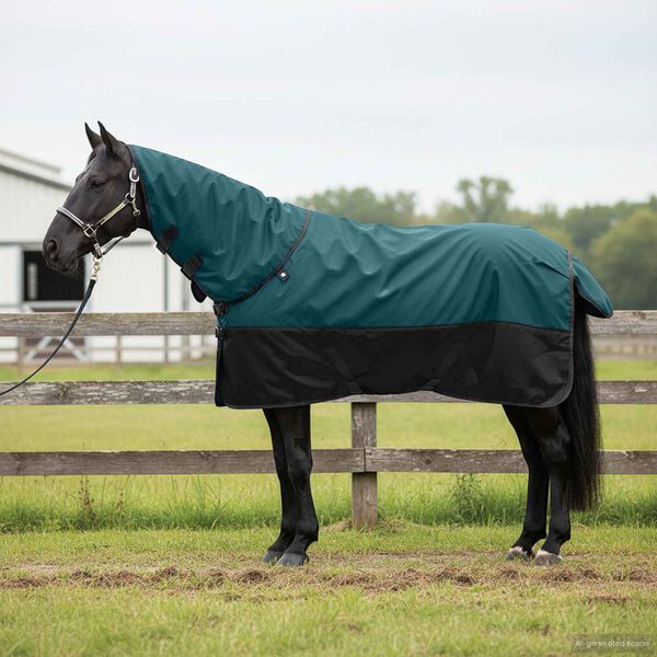 vidaXL Pferdedecke Dunkelgr&uuml;n und Schwarz 155 cm Polyester