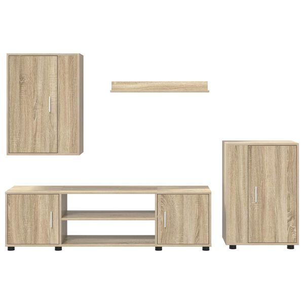 vidaXL TV-Schrankset Wandmontiert 4 pcs Sonoma-Eiche Holzwerkstoff