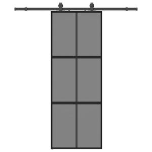 vidaXL Schiebet&uuml;r mit Beschlag Schwarz 76x205 cm Hartglas