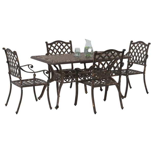 vidaXL Garten Essgruppe 5 pcs Bronze Aluminium