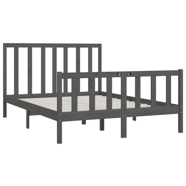 vidaXL Massivholzbett Grau 150x200 cm