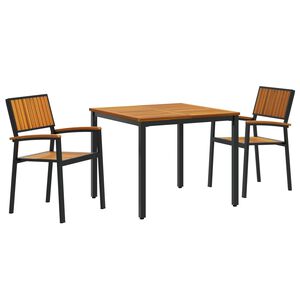 vidaXL Garten Essgruppe 3 pcs Schwarz Massivholz Akazie