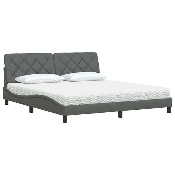 vidaXL Bett mit Matratze Dunkelgrau 180x200 cm Stoff