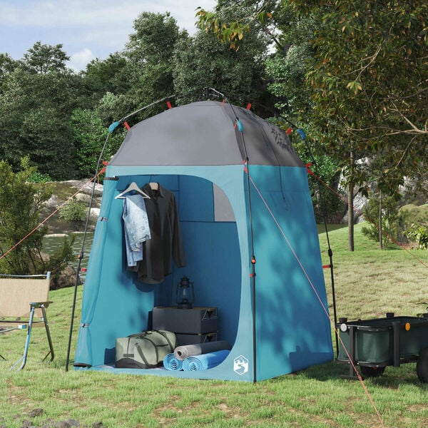 vidaXL Duschzelt mit Speicher Blau 160 x 160 x 227 cm Stahl