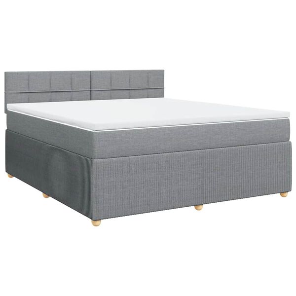 vidaXL Boxspringbett mit Matratze Hellgrau 180x200 cm Stoff