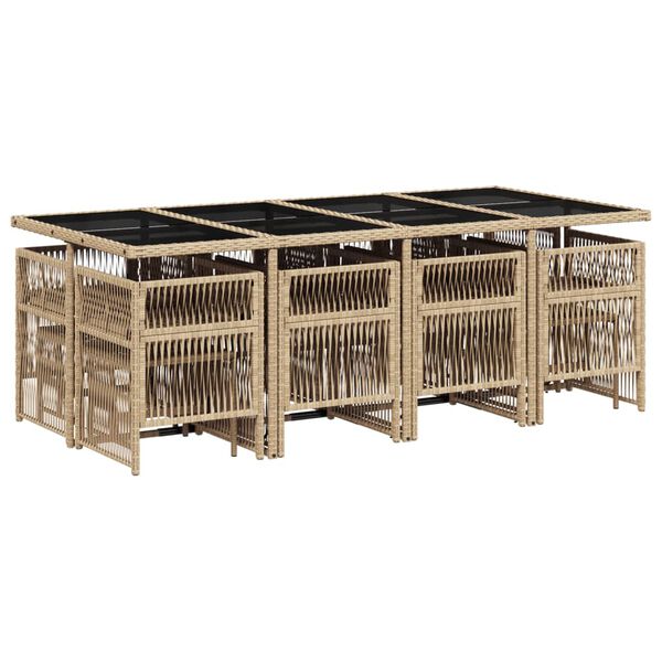 vidaXL 13-tlg. Garten-Essgruppe mit Kissen Beige Poly Rattan