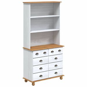 vidaXL Hutch ASKIM Wei&szlig; 91 x 40 x 184 cm Massives Kiefernholz