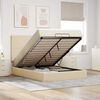 vidaXL Ottoman-Bett mit Matratze & LEDs Creme 140x200 cm Stoff