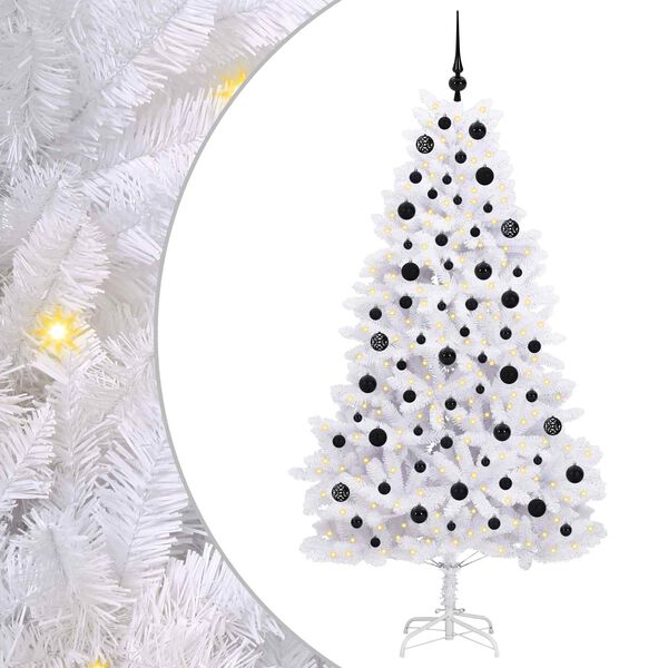 vidaXL K&uuml;nstlicher klappbarer Weihnachtsbaum Wei&szlig; 180 cm PVC und Stahl