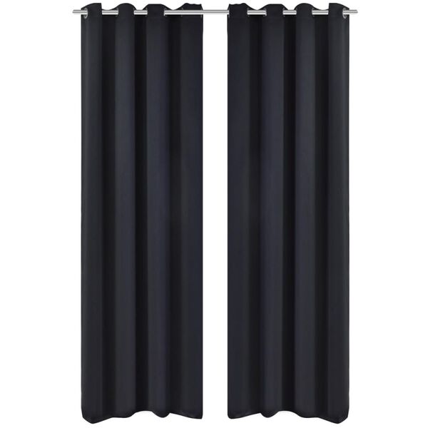 vidaXL Verdunkelungsvorh&auml;nge 2 Stk. mit Metall&ouml;sen 135x175 cm Schwarz