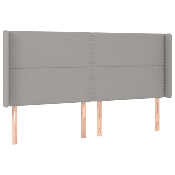 vidaXL LED Kopfteil Hellgrau 163x16x118/128 cm Stoff