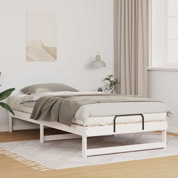vidaXL Bettrahmen Wei&szlig; 100 x 200 cm Massives Kiefernholz