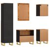 vidaXL 5-tlg. Badschrank-Set Braun und Schwarz Massivholz Mango