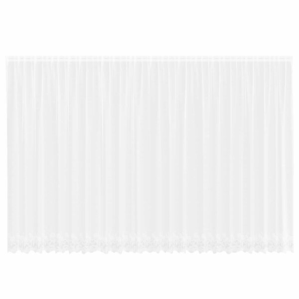 vidaXL Spitzenvorhang mit Vorh&auml;ngen Floral Wei&szlig; 245 x 600 cm Polyester