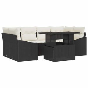 vidaXL Gartensofa-set 7 stk. Schwarz und Creme Poly-Rattan