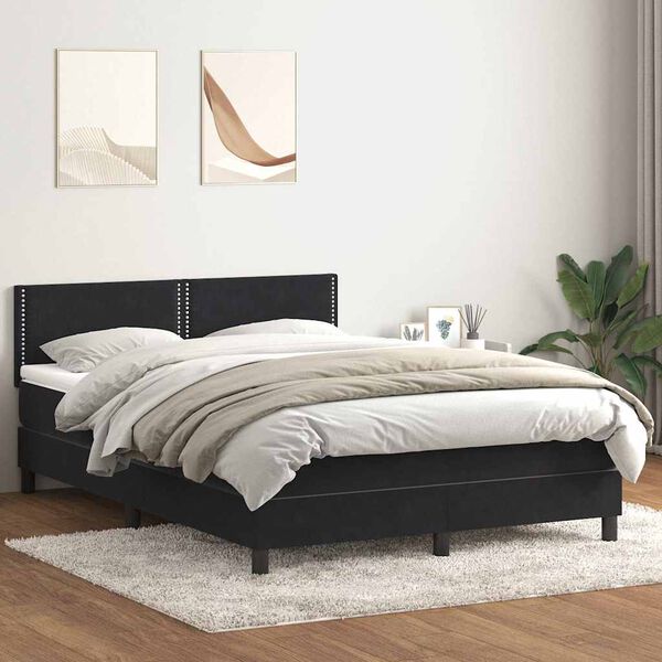 vidaXL Boxspringbett mit Matratze & LED Schwarz 160x210 cm Samt