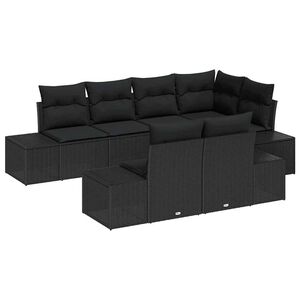 vidaXL Gartensofa-set 7 Stk. Schwarz Poly-Rattan