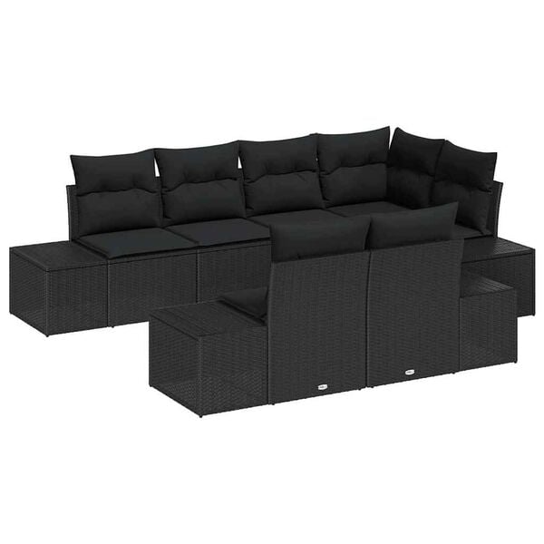 vidaXL Gartensofa-set mit Speicher 7 pcs Schwarz Poly-Rattan