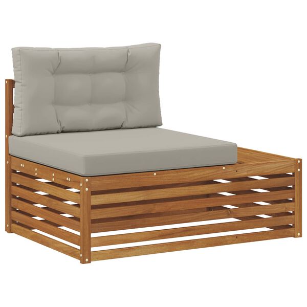 vidaXL Outdoor-Sofagarnitur mit Kissen 2 St&uuml;ck Nat&uuml;rlich und Hellgrau