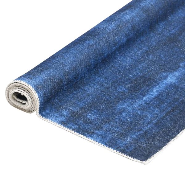 vidaXL Teppich Waschbar Faltbar Marineblau 140x200 cm Polyester