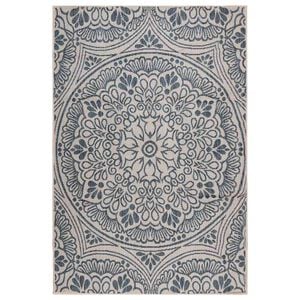 vidaXL Outdoor-Teppich Flachgewebe 160x230 cm Blaues Muster