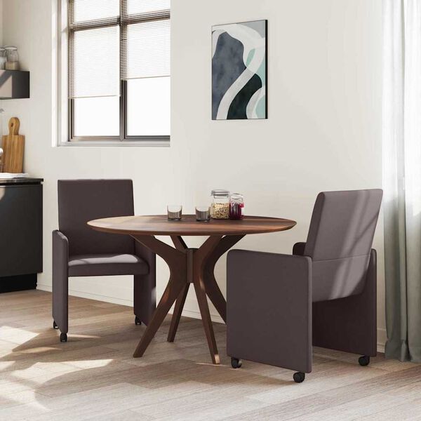 vidaXL Esszimmerst&uuml;hle mit Rollen 2 pcs Dunkelbraun 57 x 66 x 94 cm