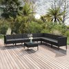 vidaXL 9-tlg. Garten-Lounge-Set mit Auflagen Poly Rattan Schwarz