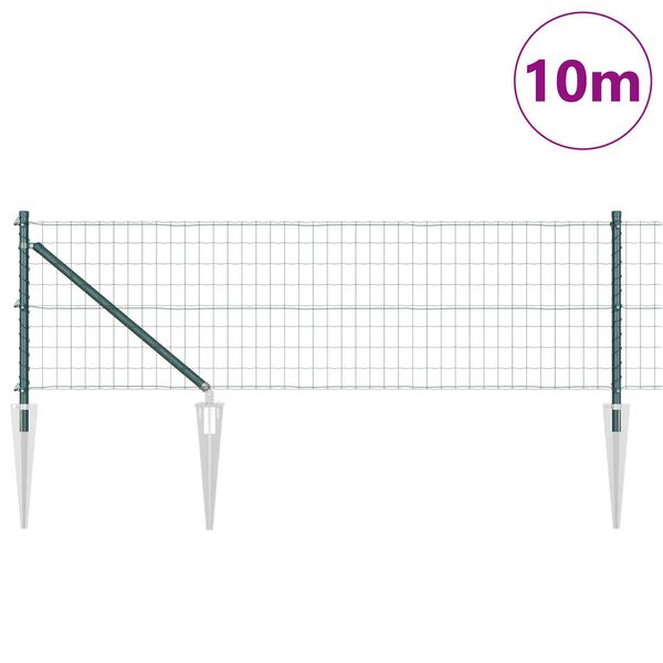 vidaXL Zaun mit Pfosten Gr&uuml;n 0,4 x 10 m Stahl und PVC