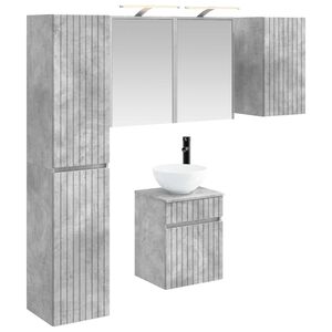 vidaXL Badezimmerschrank-Set 5 stk. Betongrau Holzwerkstoff