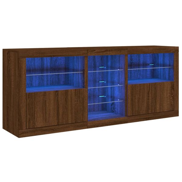 vidaXL Sideboard mit LED-Leuchten Braun Eichen-Optik 181,5x37x67 cm
