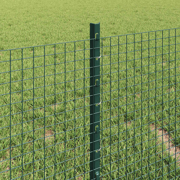 vidaXL Zaun und Pfosten Gr&uuml;n 0,4 x 100 m Stahl