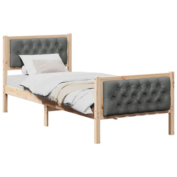 vidaXL Bettrahmen Dunkelgrau 75 x 190 cm Massives Kiefernholz